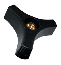 Three Prong Black ABS Plastic Knobs with Brass Insert and Thru Hole