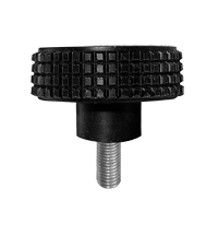 Black Knurled Plastic Knob with Plated Steel Stud